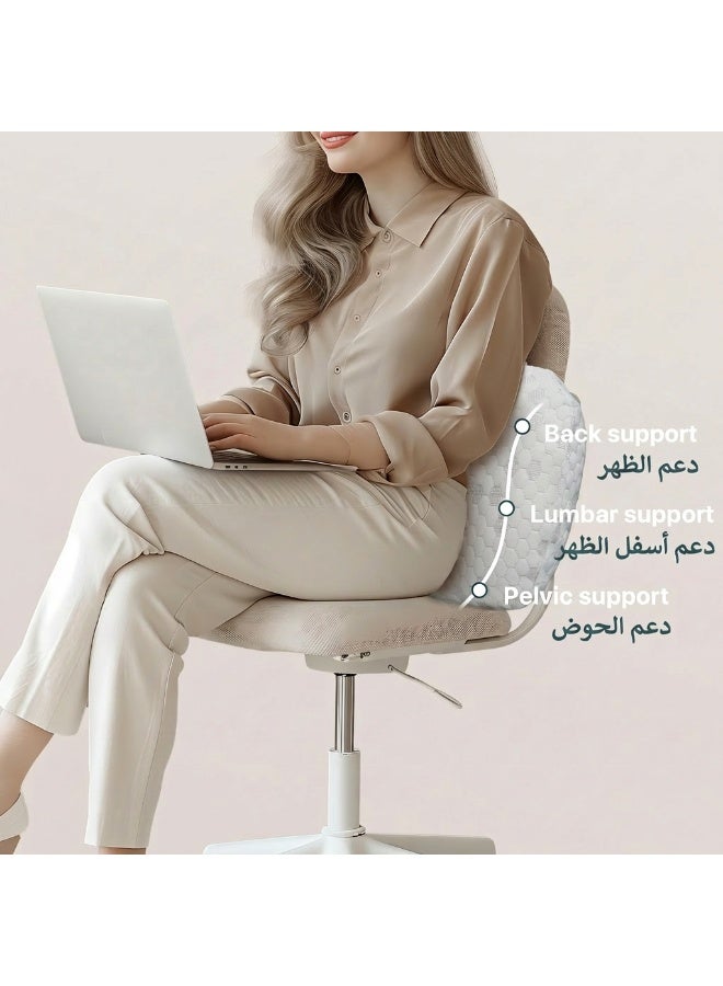 تكستيد وسادة مكتب للقيلولة، وسادة عنق مثلثة للسفر للنوم، وسادة ظهر بطيئة الارتداد (قليلة الصلابة) للسيدات النحيفات، وغطاء مخملي مريح قابل للغسل - Image 4