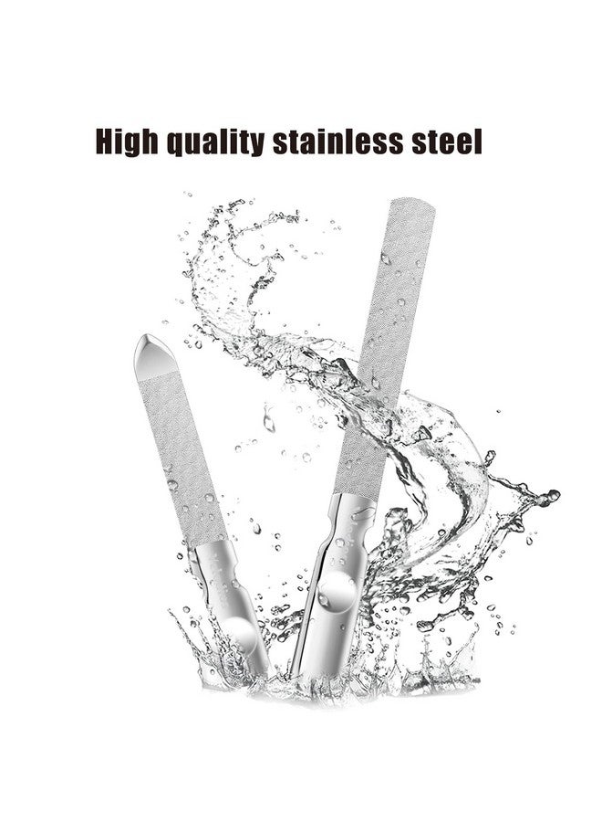 Velodios Heavy Duty Nail File for Men and Women, Reusable Stainless Steel Fingernail Files, Double Sided Stainless Steel Nail File with Leather Case, Great for Home and Salon - 2PCS - Image 4
