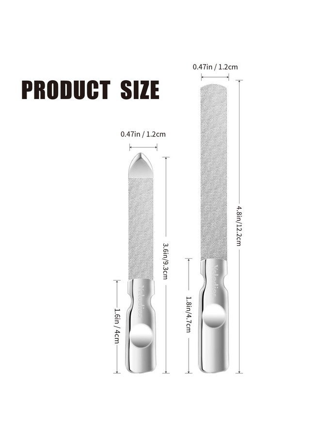 Velodios Heavy Duty Nail File for Men and Women, Reusable Stainless Steel Fingernail Files, Double Sided Stainless Steel Nail File with Leather Case, Great for Home and Salon - 2PCS - Image 2