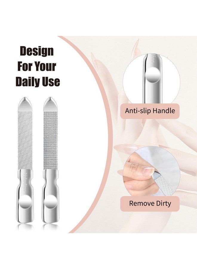 Velodios Heavy Duty Nail File for Men and Women, Reusable Stainless Steel Fingernail Files, Double Sided Stainless Steel Nail File with Leather Case, Great for Home and Salon - 2PCS - Image 3