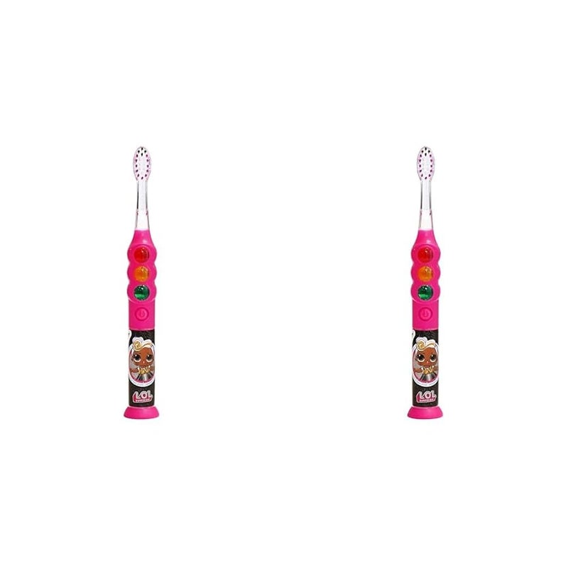 FIREFLY Ready Go Light Up Timer Toothbrush LOL Surprise Premium Soft Bristles 1 Minute Timer Less Mess Suction Cup Battery Included Easy Storage Dentist Recommended Ages 3 2 Pack