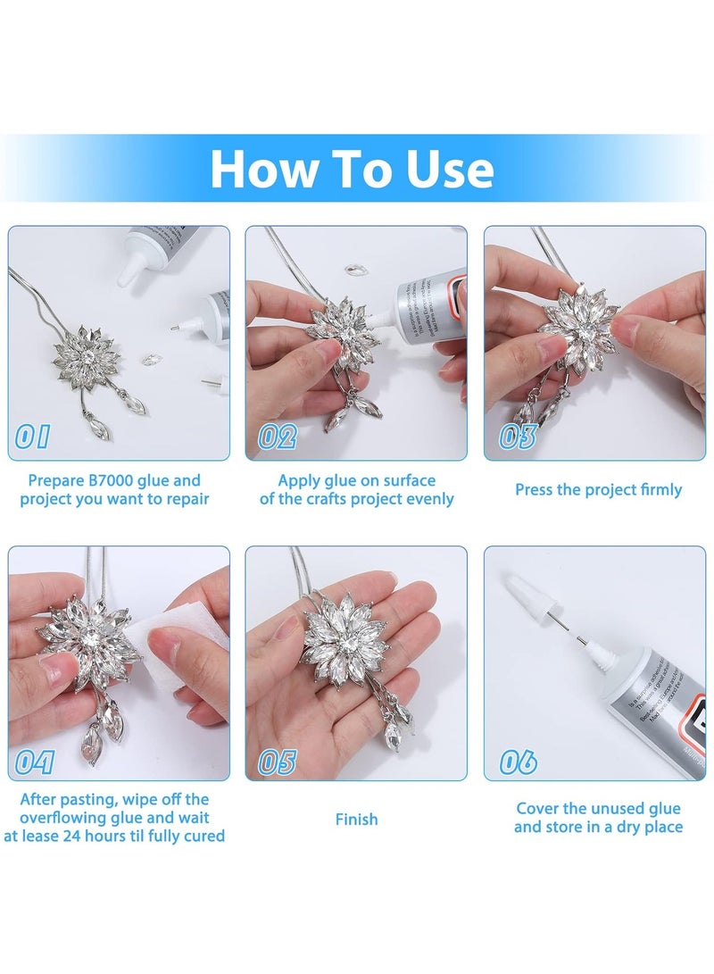 MJZ (2pcsx50 ml) B-7000 Super Glue, Industrial Strength Adhesive B7000 Multifunctional Glue Paste for Rhinestones Crafts, Clothes Shoes, Fabric, Jewelry Making, Cell Phones, Tablet, Wood, Rubber, Leather Textile - Image 5