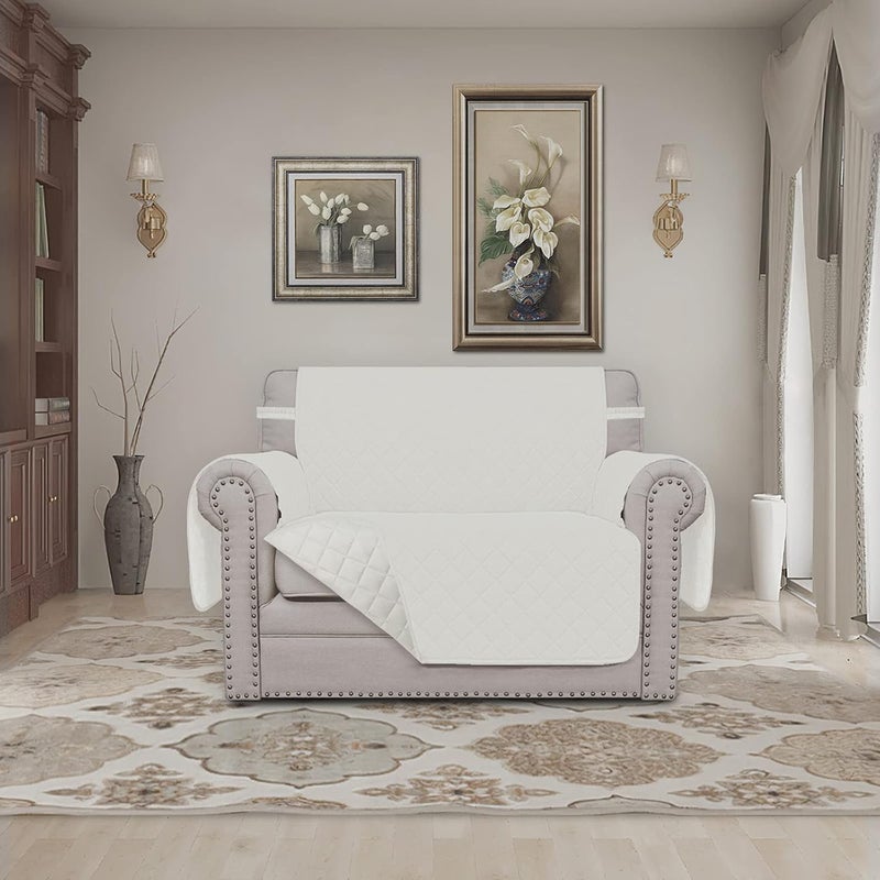 Oversized Chair Sofa Slipcover Reversible Sofa Cover Water Resistant Couch Cover Furniture Protector Cover with Elastic Straps for Pets Dog (Oversized Chair, Ivory/Ivory) - Image 2