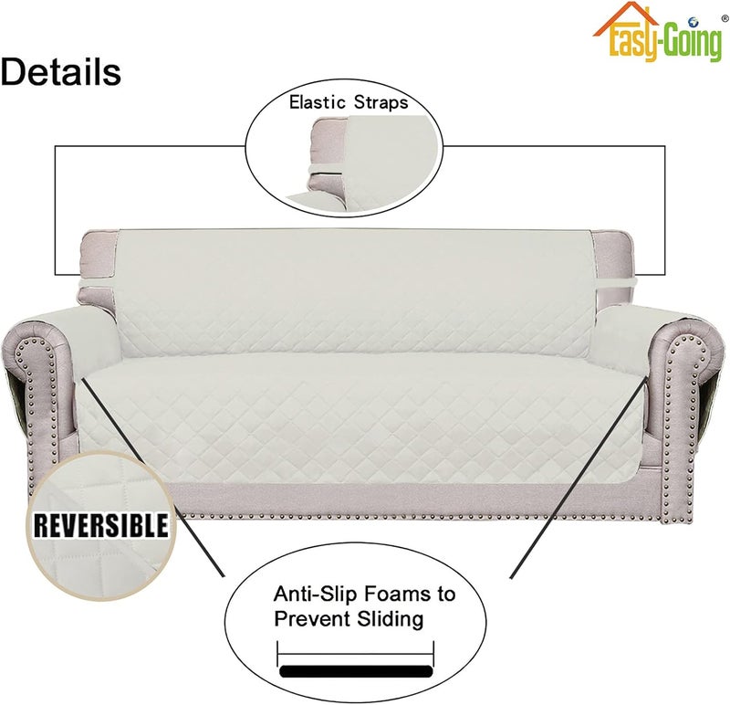 Oversized Chair Sofa Slipcover Reversible Sofa Cover Water Resistant Couch Cover Furniture Protector Cover with Elastic Straps for Pets Dog (Oversized Chair, Ivory/Ivory) - Image 3