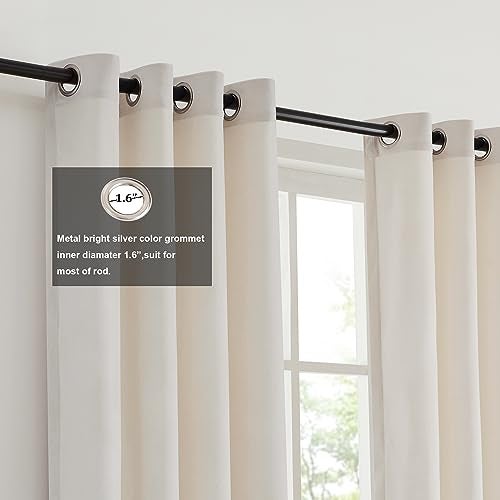 BULBUL Color Block Window Curtains Panels 84 inches Long Cream Ivory Gold Velvet Farmhouse Drapes for Bedroom Living Room Darkening Treatment with Grommet Set of 2 - Image 2