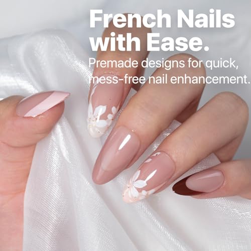 SXC Cosmetics French Tip Press On Nails Skin Tone Nude and Color Series Medium Almond XPro Tips Starter Kit ST115KIT - Image 3
