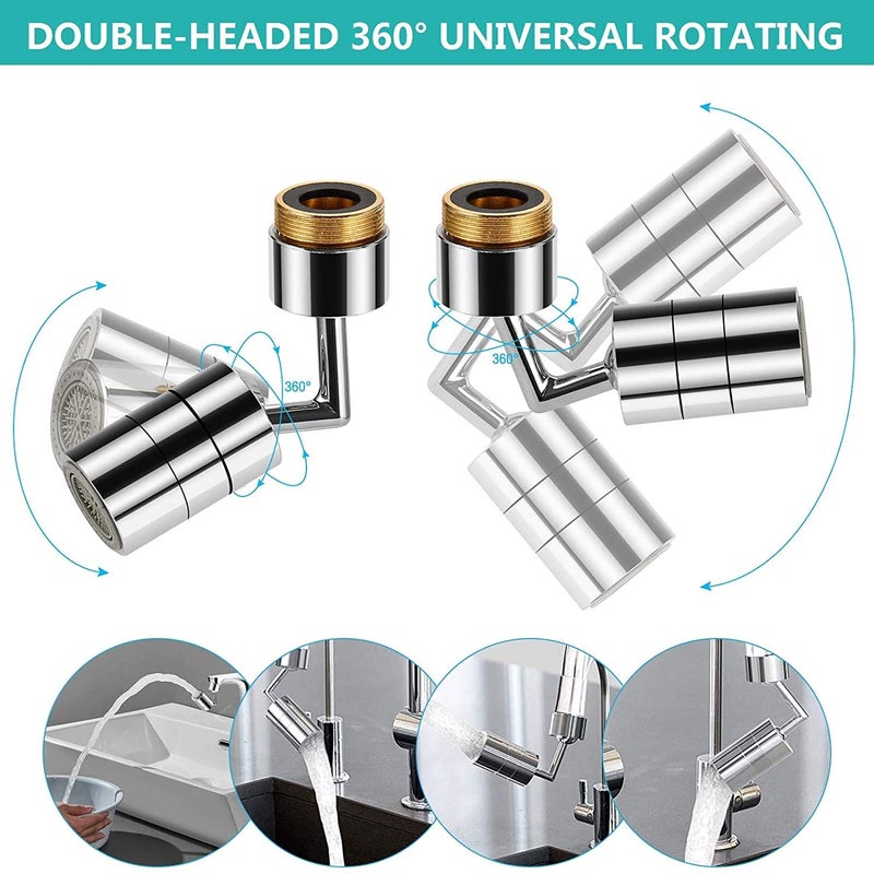 Tagve Water-Saving Kitchen Shower Faucet, Splash-Proof Head, 720 Degree rotatable, Double Water Outlet, Leak-Proof, can Rinse Mouth and wash Eyes, ABS, Polished - Image 3