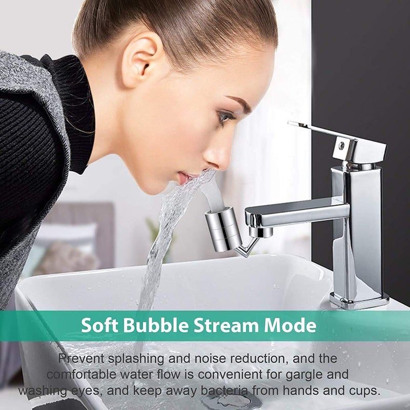 Tagve Water-Saving Kitchen Shower Faucet, Splash-Proof Head, 720 Degree rotatable, Double Water Outlet, Leak-Proof, can Rinse Mouth and wash Eyes, ABS, Polished - Image 4