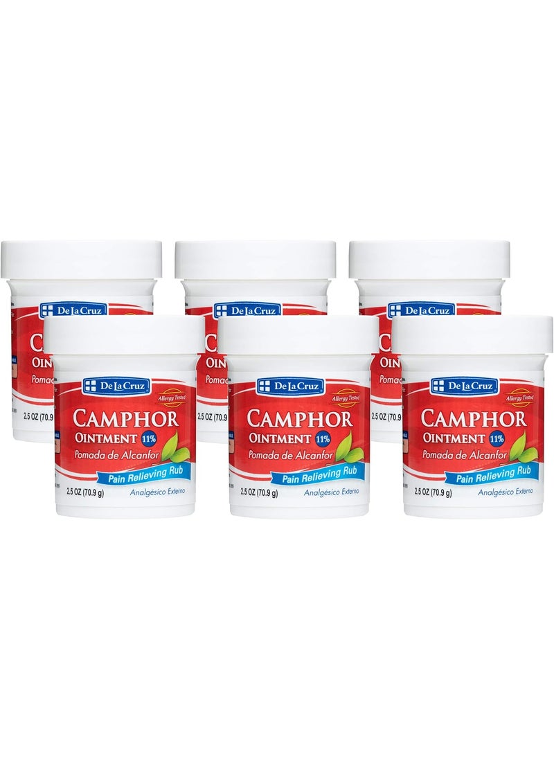 De La Cruz De La Cruz Cream - Maximum Strength Muscle and Joint Camphor Ointment to Reduce Pain 11% 2.5 oz (6 Pack) 