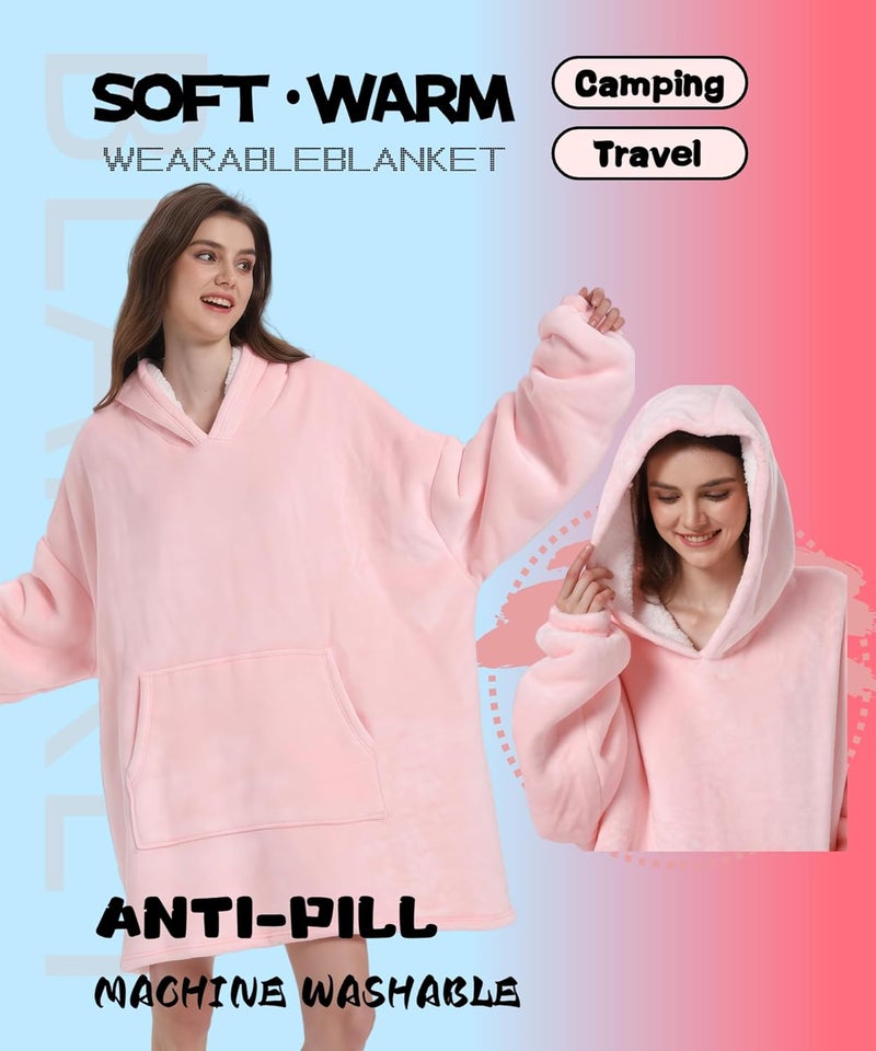 Solvienne Wearable Blanket Hoodie, Men Women Soft Flannel with oversized Pocket Christmas Halloween Cozy Lounge Wear - Image 1