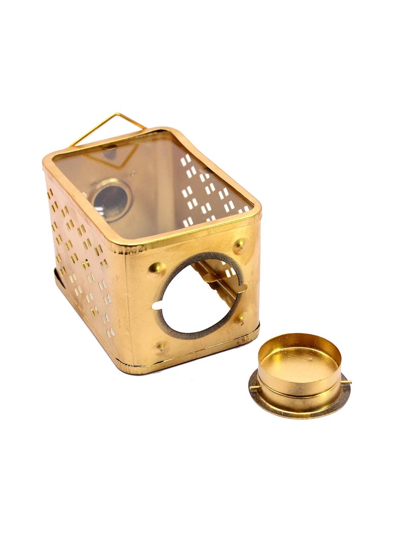 ESPLANADE eSplanade Moroccan Lantern Metal Hanging Lamp Transparent Glass Tealight Candle Holder 6 Inches Golden  - Image 4