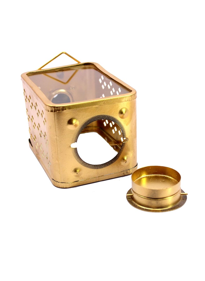 ESPLANADE eSplanade Moroccan Lantern Metal Hanging Lamp Transparent Glass Tealight Candle Holder 6 Inches Golden  - Image 3