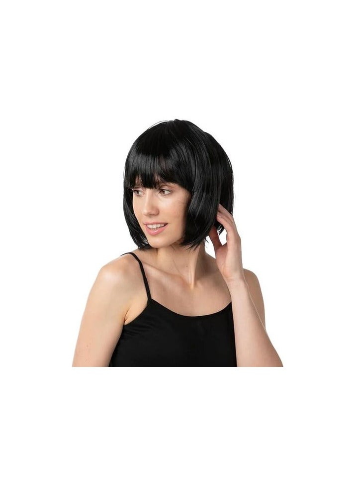 Generic Synthetic Hair Wig Short Straight Black Color Thermal Hair