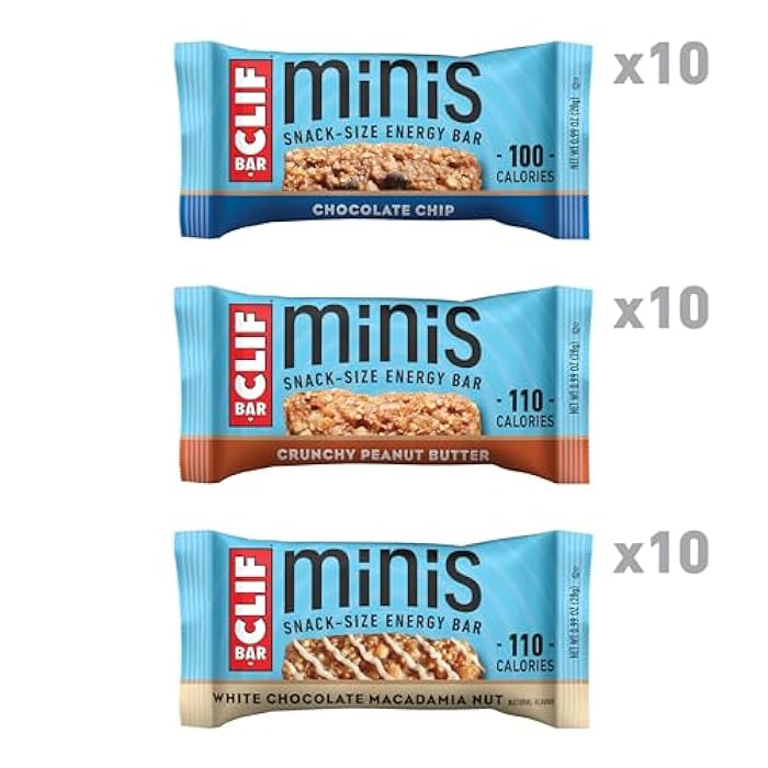 Clif Bar بار كليف ميني - مجموعة متنوعة - مصنوع من الشوفان العضوي - 4-5 جرام بروتين - غير معدّل وراثياً - نباتي - بار طاقة بحجم وجبة خفيفة - 0.99 أونصة (30 قطعة) - Image 3