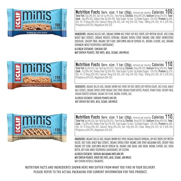 Clif Bar بار كليف ميني - مجموعة متنوعة - مصنوع من الشوفان العضوي - 4-5 جرام بروتين - غير معدّل وراثياً - نباتي - بار طاقة بحجم وجبة خفيفة - 0.99 أونصة (30 قطعة) - Image 2
