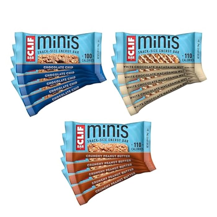 Clif Bar بار كليف ميني - مجموعة متنوعة - مصنوع من الشوفان العضوي - 4-5 جرام بروتين - غير معدّل وراثياً - نباتي - بار طاقة بحجم وجبة خفيفة - 0.99 أونصة (30 قطعة) - Image 1