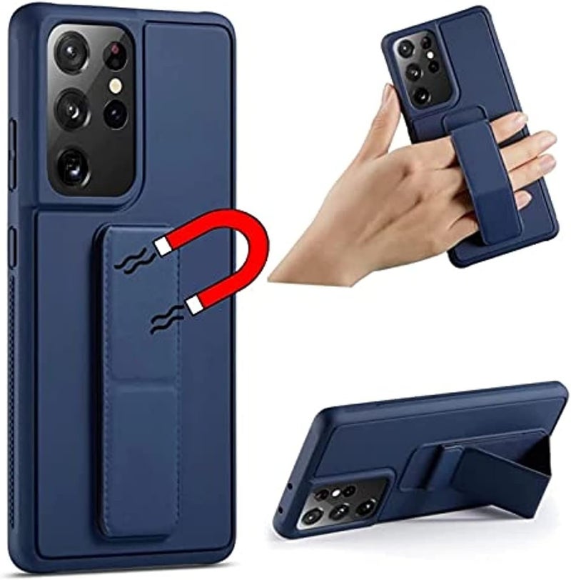 Luxury Silicone Car Magnetic Holder Phone Case For Samsung Galaxy S20 Fe 5G S20 Fan Editions 5G Ultra-Thin Leather Fold Stand Cover (Blue)
