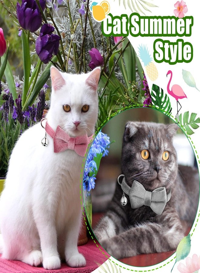 Weewooday 4 Pieces Cat Bow Tie Collar with Bell Breakaway Cat Comfortable Velvet with Cute Safety Pet Collar for Pet Kitten Puppy(Small,Black, Red, Gray, Pink) - Image 4
