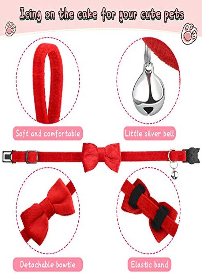 Weewooday 4 Pieces Cat Bow Tie Collar with Bell Breakaway Cat Comfortable Velvet with Cute Safety Pet Collar for Pet Kitten Puppy(Small,Black, Red, Gray, Pink) - Image 5