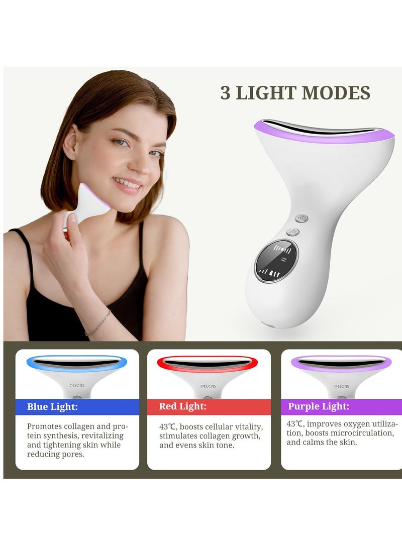 الأزرق جي دبليو SYOSI Face Massager EMS Facial with LED Display 3 Light Modes Electric 43℃ Lifting Device High Frequency Vibration for Wrinkle Anti-Aging Neck Skin Tightening - Image 3