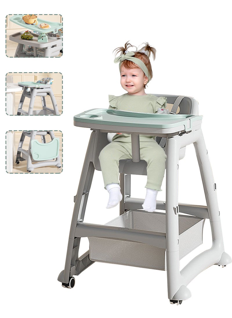 MaBaby Multifunctional Baby High Chair, Dining Chair With Detachable Dining Plate And Chair Leg, Stable Pyramid Structute  - Image 1