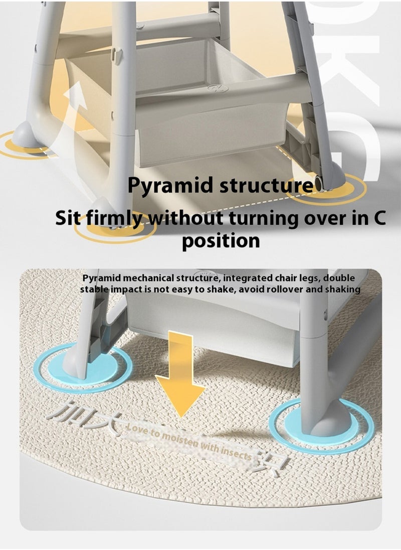 MaBaby Multifunctional Baby High Chair, Dining Chair With Detachable Dining Plate And Chair Leg, Stable Pyramid Structute  - Image 4