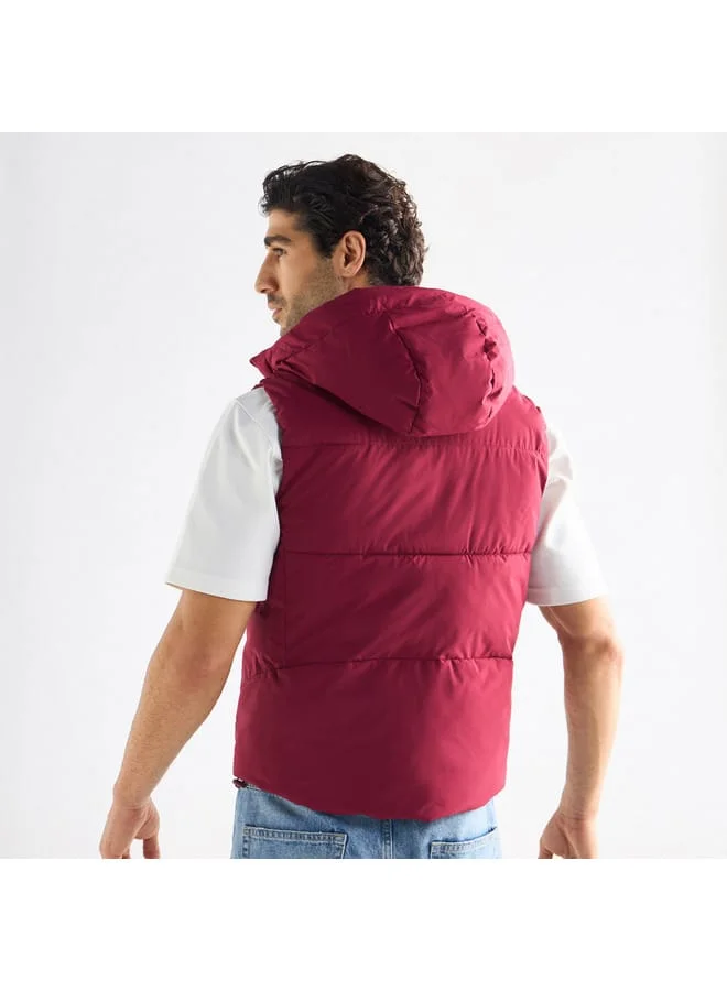 Splash FAV Quilted Sleeveless Jacket with Hood and Zip Closure