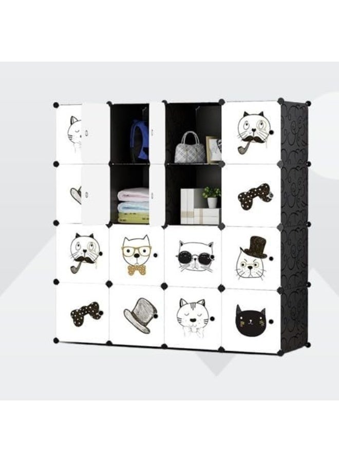 Generic SUPAAR 16 Cubes Wardrobe for Storage Children Wardrobe Kid Dresser Cute Baby Portable Closet Bedroom Armoire Clothes Hanging Storage Rack Cube Organizer  - Image 3