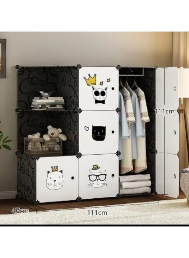 Generic SUPAAR 16 Cubes Wardrobe for Storage Children Wardrobe Kid Dresser Cute Baby Portable Closet Bedroom Armoire Clothes Hanging Storage Rack Cube Organizer  - Image 4