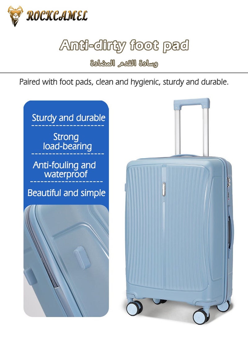 ROCKCAMEL Stylish Suitcase Set 3 Pieces, 20/24/28 Inch Hard Shell Luggage Set With Spinner Wheels, Anti-Drop Carry-On Trolley Suitcase Set For Men Women (Blue) - Image 4