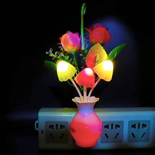 AUSAYE 4 Pack Plug in LED Night Light Sensor Light Rose Flower Decor,Energy Saving Lamp Dream Nightlight Mushroom Night Lights for Kids Adults Bedroom,Bathroom,Living Room,Kitchen,Hallway - Image 5