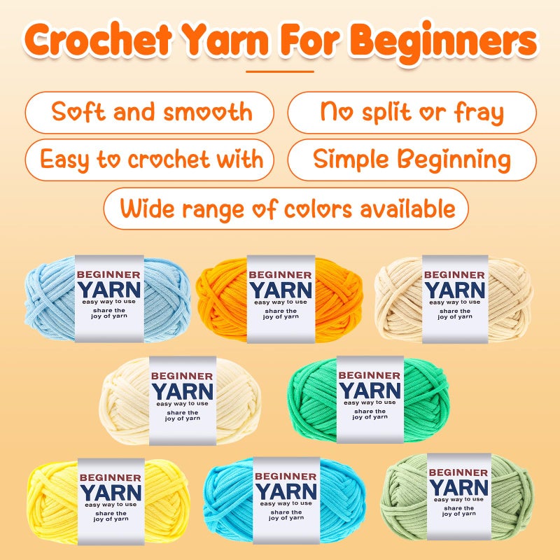 WSICSE 8x50g Beginner Crochet Yarn, Cotton Yarn for Crocheting Easy-to-See Stitches Chunky Thick Soft Yarn for Beginners Crocheting Easter Basket Stuffers - Image 3