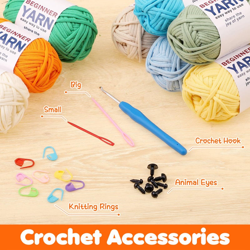WSICSE 8x50g Beginner Crochet Yarn, Cotton Yarn for Crocheting Easy-to-See Stitches Chunky Thick Soft Yarn for Beginners Crocheting Easter Basket Stuffers - Image 5