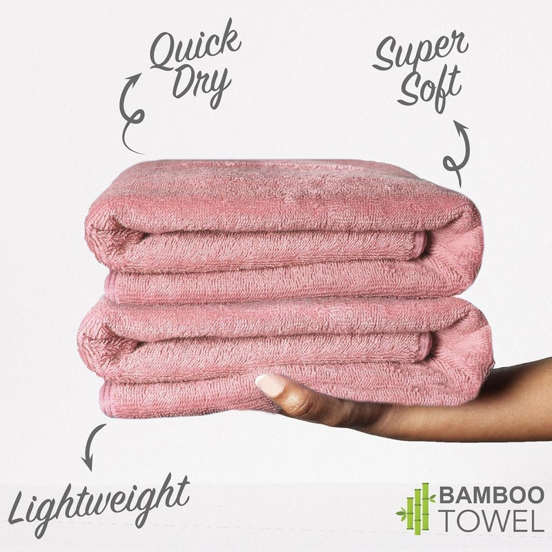 HEELIUM Bamboo Bath Towel Lightweight Quick Drying Ultra Absorbent Towel 140 x 70 cm 400 GSM Pack of 1 Peach - Image 3