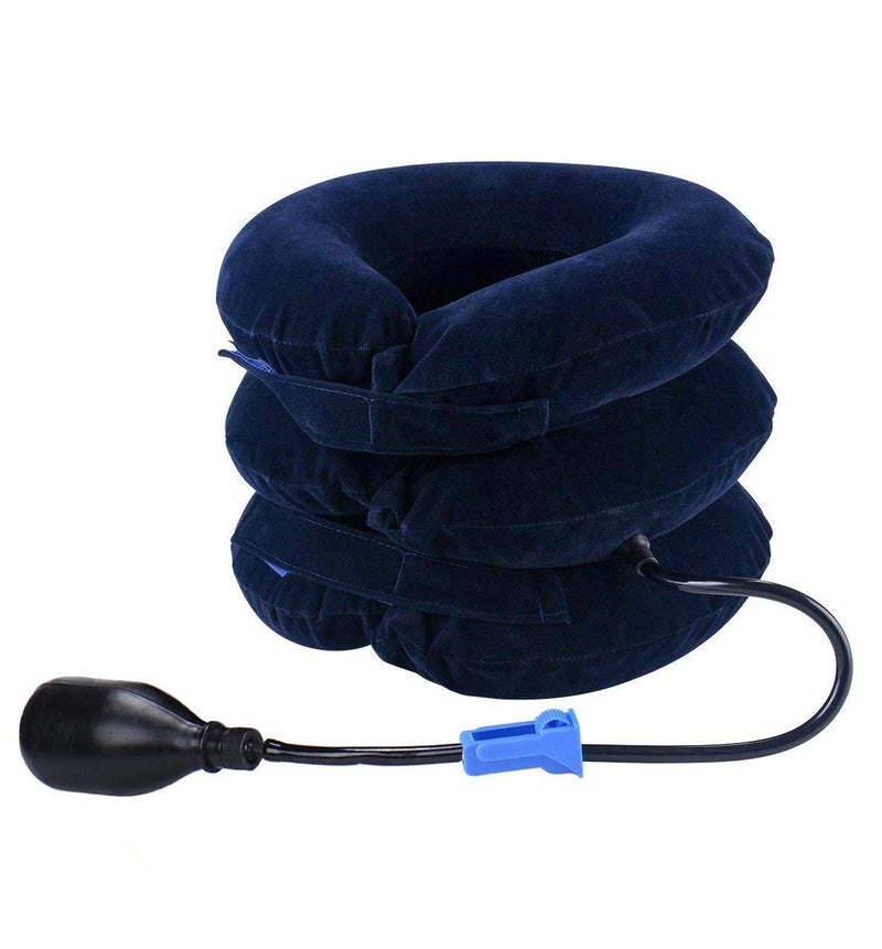 Cervical Traction Inflatable Neck Pillow,Effective and Instant Relief for Chronic Neck & Head & Shoulder Pain,Inflatable Neck Massage Pillow With Collar Adjustable For Home Use, Blue - Image 1