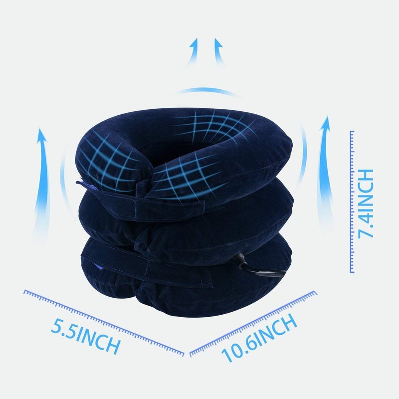 Cervical Traction Inflatable Neck Pillow,Effective and Instant Relief for Chronic Neck & Head & Shoulder Pain,Inflatable Neck Massage Pillow With Collar Adjustable For Home Use, Blue - Image 5
