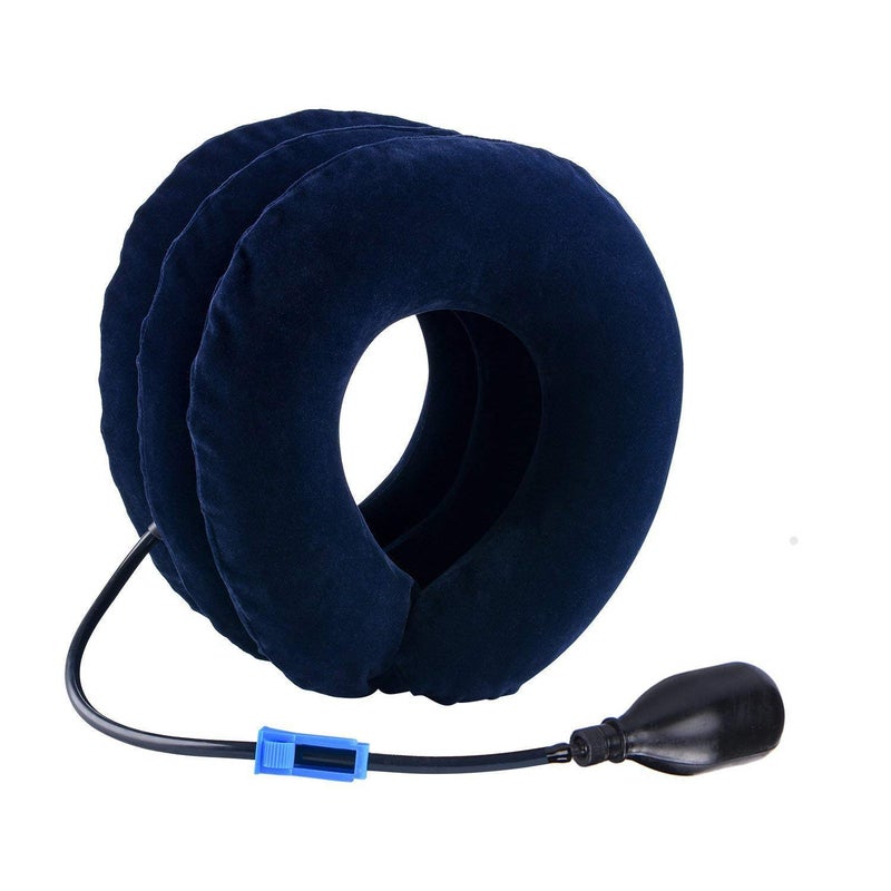 Cervical Traction Inflatable Neck Pillow,Effective and Instant Relief for Chronic Neck & Head & Shoulder Pain,Inflatable Neck Massage Pillow With Collar Adjustable For Home Use, Blue - Image 2