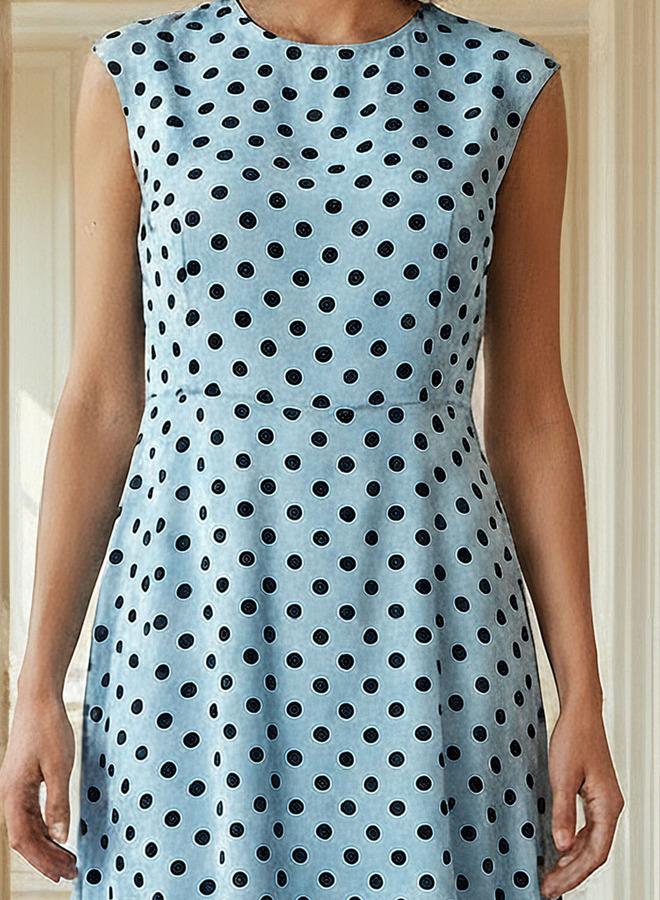 Splash FAV Polka Dot Print Sleeveless Mini Dress with Crew Neck - Image 4