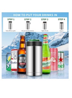 Excefore Double wall Stainless Steel Insulated Can Cooler, Bottle or Tumbler, for 16oz Can, Double Wall Vacuum Insulated for Hot and Cold Drinks (Silver)  - Image 3
