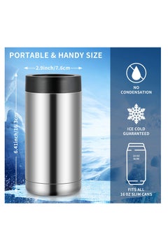 Excefore Double wall Stainless Steel Insulated Can Cooler, Bottle or Tumbler, for 16oz Can, Double Wall Vacuum Insulated for Hot and Cold Drinks (Silver)  - Image 5