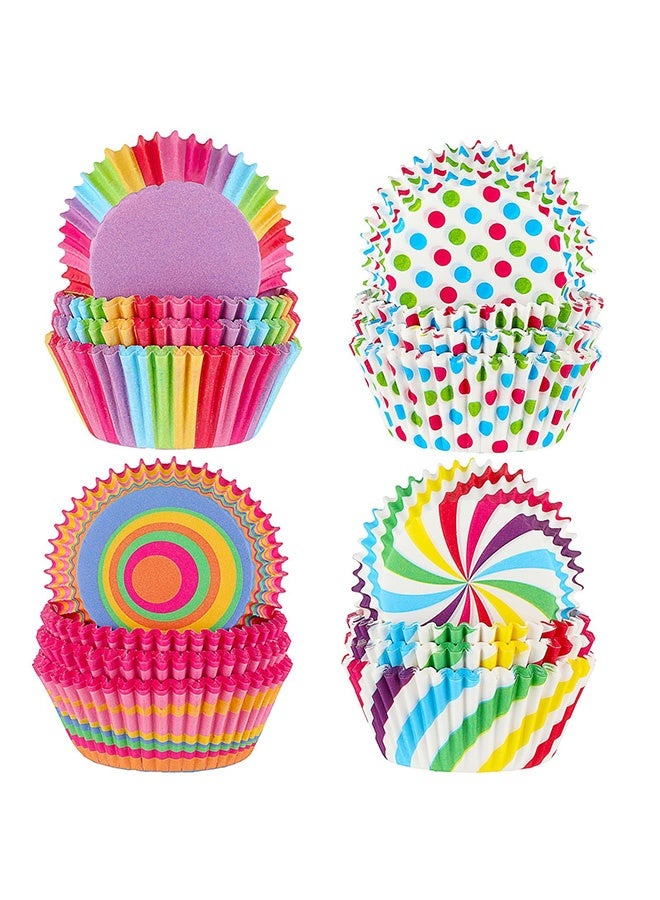 Peachjoy 400 PCS Rainbow Cupcake Liners, Paper, Disposable, Multi-color, Perfect for Birthdays, Parties, and Celebrations - Image 1