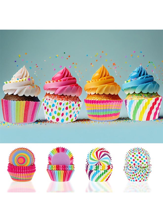 Peachjoy 400 PCS Rainbow Cupcake Liners, Paper, Disposable, Multi-color, Perfect for Birthdays, Parties, and Celebrations - Image 2