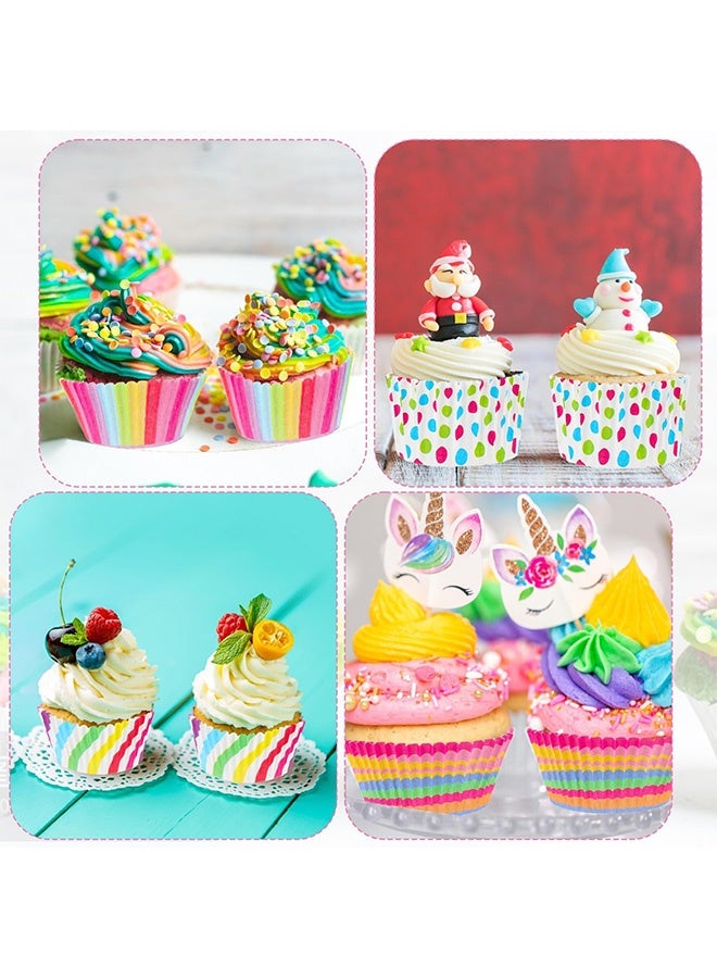 Peachjoy 400 PCS Rainbow Cupcake Liners, Paper, Disposable, Multi-color, Perfect for Birthdays, Parties, and Celebrations - Image 4