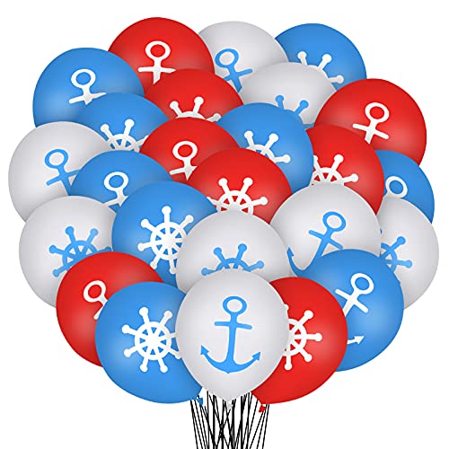 Lecpeting 30 Pcs Nautical Balloons Nautical Birthday Decoration Balloons 12 Inches Anchors Wheel Balloon for Navigation Themed Birthday Baby Shower Party Supplies - Image 1