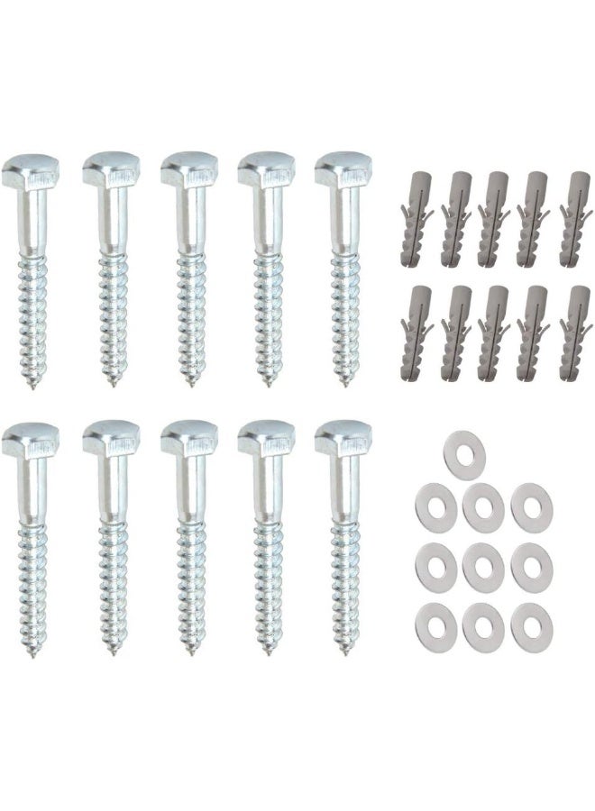 Royal Apex 10 Pcs Galvanized G.I Hex Head Coach Screws With Washer And Plug Wood Working For Holding Together Heavy Timber And Concrete Working