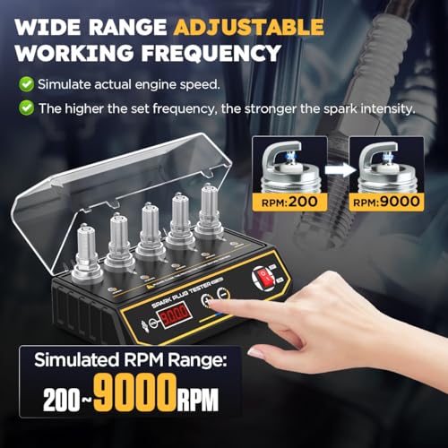 KAISAL Spark Plug Tester Automotive Upgraded 5-Hole Height Adjustable Engine Ignition Coil Tester 200-9000rpm Working Frequency 12V Car Spark Plugs Gap Tool with Digital Display & Indicator Spark Tester - Image 4