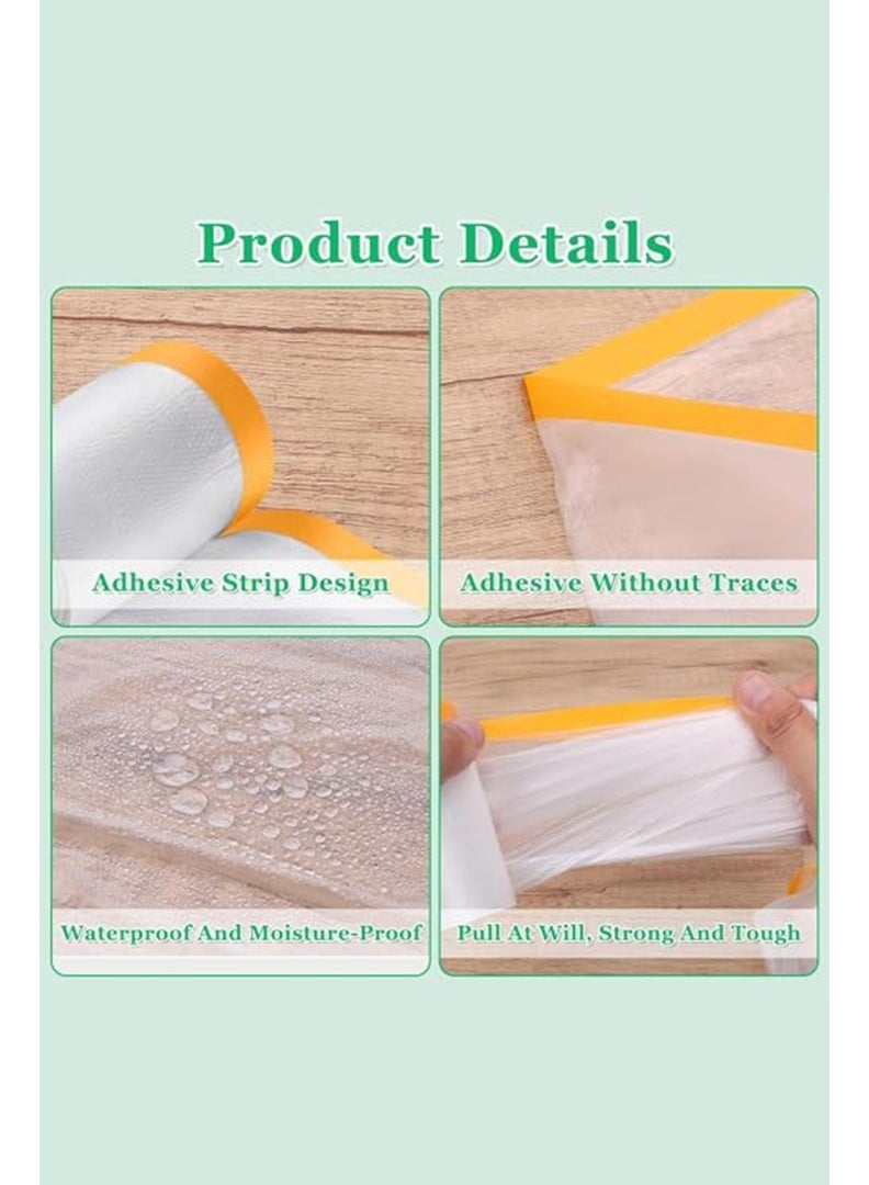 أوغر بلاستيك لتغطية الأرضيات، غطاء أريكة، غطاء أثاث مقاوم للماء والغبار مع شريط لاصق، فيلم مقاوم للغبار، غطاء أثاث واقٍ، غطاء سرير، 300 سم * 20 متر، مناسب للوقاية من الغبار على الأثاث، غطاء بلاستيكي يمكن التخلص منه للحماية أثناء الطلاء، أعمال الديكور الهندسي، فيلم تغطية مسبق اللصق بشريط لاصق - لفة لاصقة واقية مقاومة للماء والغبار لتغطية الألواح السفلية، السيارات، الأثاث، السجاد، الأرضيات، السرير - Image 2