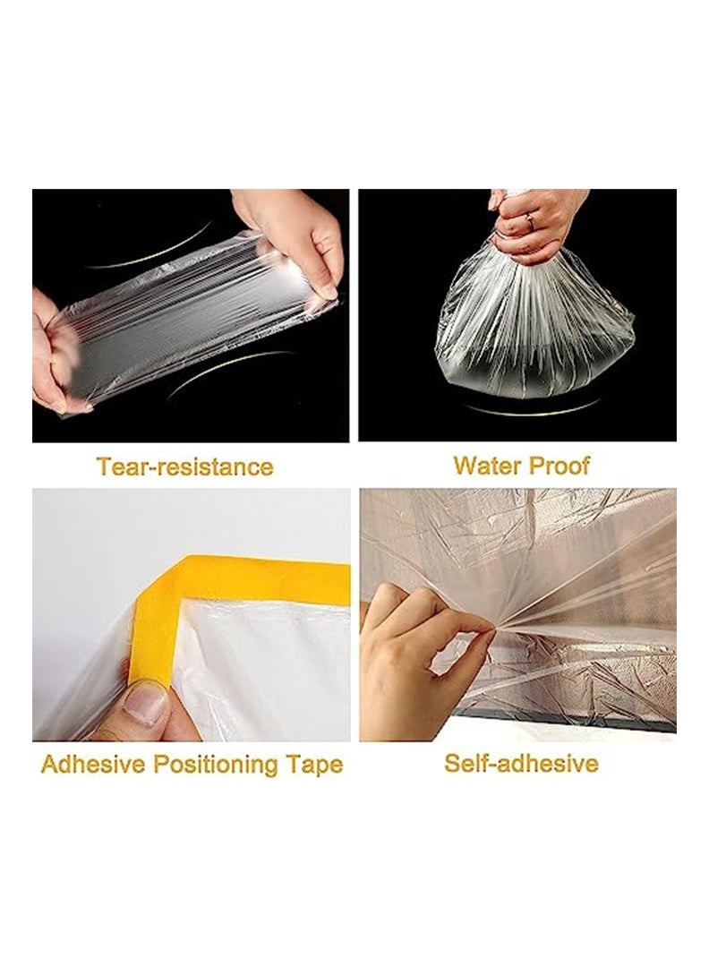 أوغر بلاستيك لتغطية الأرضيات، غطاء أريكة، غطاء أثاث مقاوم للماء والغبار مع شريط لاصق، فيلم مقاوم للغبار، غطاء أثاث واقٍ، غطاء سرير، 300 سم * 20 متر، مناسب للوقاية من الغبار على الأثاث، غطاء بلاستيكي يمكن التخلص منه للحماية أثناء الطلاء، أعمال الديكور الهندسي، فيلم تغطية مسبق اللصق بشريط لاصق - لفة لاصقة واقية مقاومة للماء والغبار لتغطية الألواح السفلية، السيارات، الأثاث، السجاد، الأرضيات، السرير - Image 5