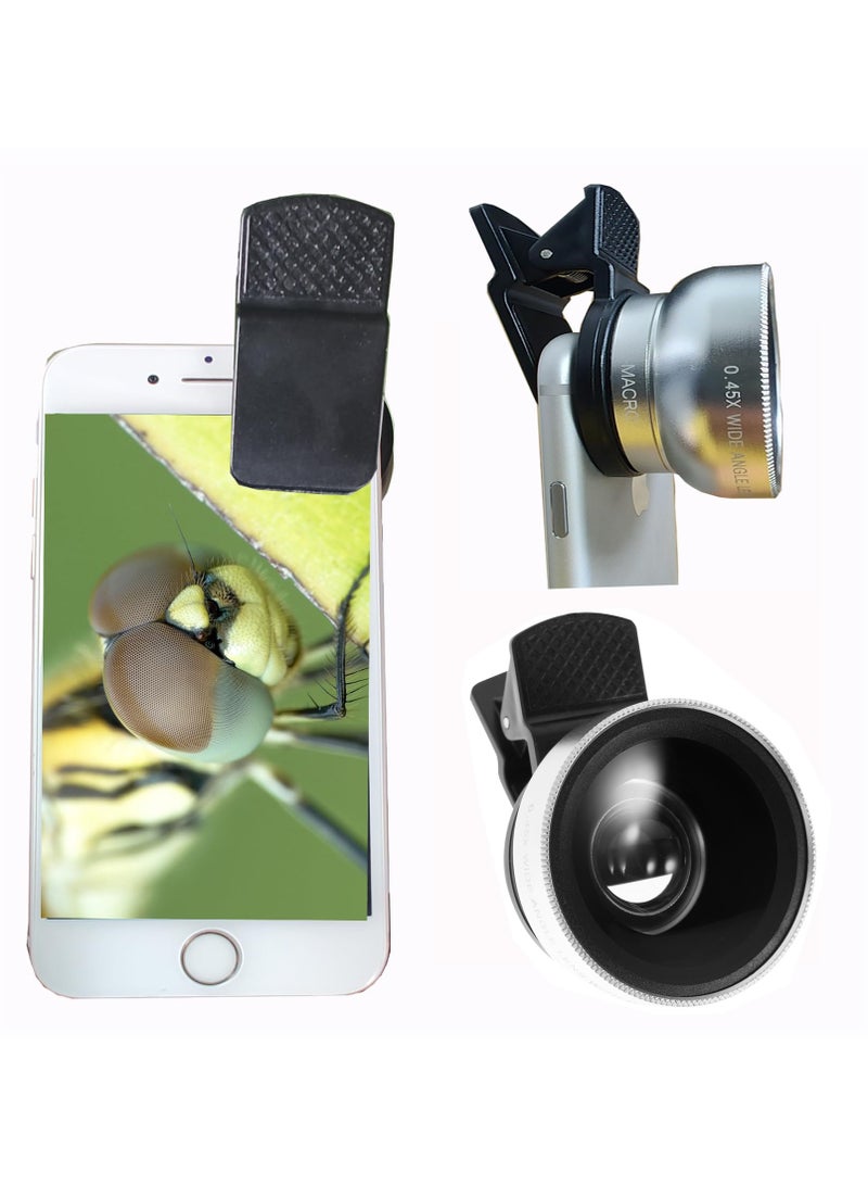 Professional 2 in 1 Lens Universal Clip 37mm Mobile Phone Lens 0.45x 49uv Super Wide-Angle + Macro HD Lens for All Smartphones  - Image 1