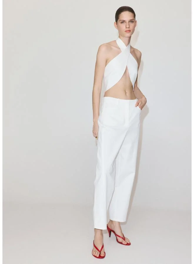 Mango 01-BLANCO High-Waisted Balloon Trousers for Women | Best Price UAE